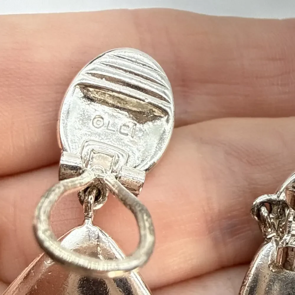 Vintage Liz Claiborne XCI Clip-on Dangle Earrings Silver from the 1990s SKU0101